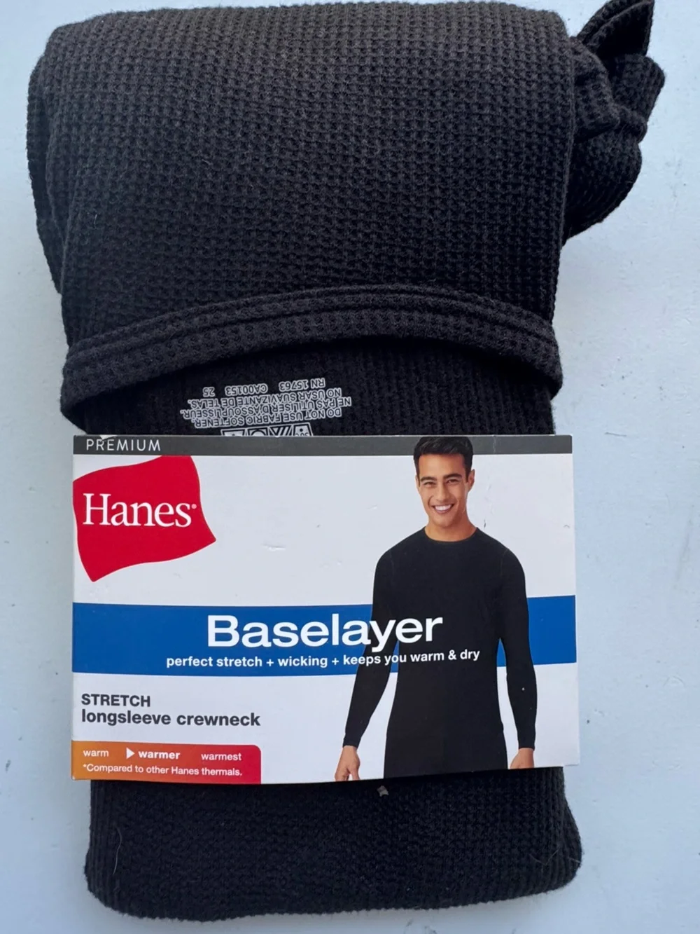 Hanes Black Men’s Baselayer Long Sleeve Crewneck